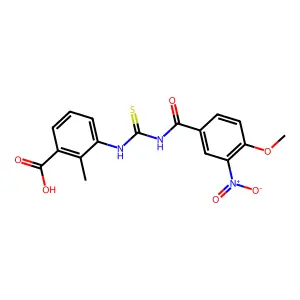 3-(3-(4-Methoxy-3-nitrobenzoyl)thioureido)-2-methylbenzoic acid structure