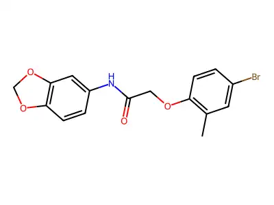 N-(1,3-benzodioxol-5-yl)-2-(4-bromo-2-methylphenoxy)acetamide structure