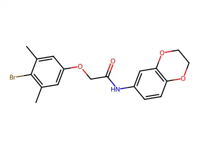 2-(4-bromo-3,5-dimethylphenoxy)-N-(2,3-dihydro-1,4-benzodioxin-6-yl)acetamide structure