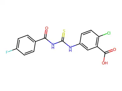 2-Chloro-5-({[(4-fluorophenyl)carbonyl]carbamothioyl}amino)benzoic acid structure