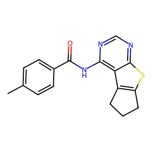 N-(6,7-dihydro-5H-cyclopenta[4,5]thieno[2,3-d]pyrimidin-4-yl)-4-methylbenzamide structure