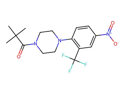 2,2-Dimethyl-1-[4-[4-nitro-2-(trifluoromethyl)phenyl]piperazin-1-yl]propan-1-one structure