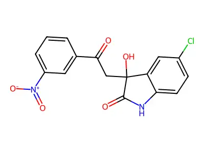 5-chloro-3-hydroxy-3-[2-(3-nitrophenyl)-2-oxoethyl]-1H-indol-2-one structure