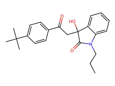 3-[2-(4-tert-butylphenyl)-2-oxoethyl]-3-hydroxy-1-propyl-1,3-dihydro-2H-indol-2-one structure