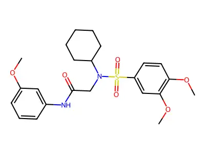 2-[cyclohexyl-(3,4-dimethoxyphenyl)sulfonylamino]-N-(3-methoxyphenyl)acetamide structure