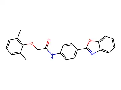 N-[4-(1,3-benzoxazol-2-yl)phenyl]-2-(2,6-dimethylphenoxy)acetamide structure
