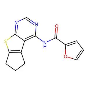 N-(6,7-dihydro-5H-cyclopenta[4,5]thieno[2,3-d]pyrimidin-4-yl)furan-2-carboxamide structure