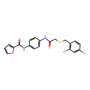 N-[4-[[2-[(2,4-dichlorophenyl)methylsulfanyl]acetyl]amino]phenyl]furan-2-carboxamide structure