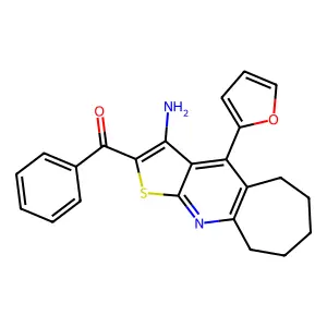(3-amino-4-(furan-2-yl)-6,7,8,9-tetrahydro-5H-cyclohepta[b]thieno[3,2-e]pyridin-2-yl)(phenyl)methanone structure