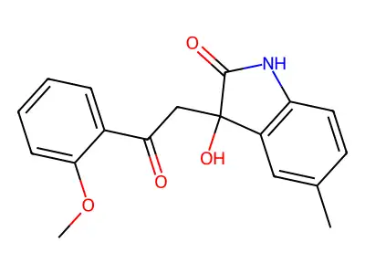 3-hydroxy-3-[2-(2-methoxyphenyl)-2-oxoethyl]-5-methyl-1H-indol-2-one structure