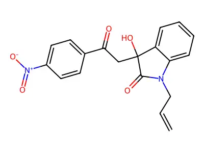 3-hydroxy-3-[2-(4-nitrophenyl)-2-oxoethyl]-1-(prop-2-en-1-yl)-1,3-dihydro-2H-indol-2-one structure