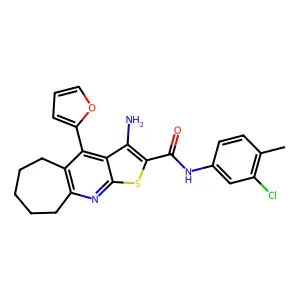 3-amino-N-(3-chloro-4-methylphenyl)-4-(furan-2-yl)-6,7,8,9-tetrahydro-5H-cyclohepta[b]thieno[3,2-e]pyridine-2-carboxamide structure