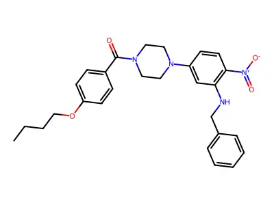 [4-[3-(Benzylamino)-4-nitrophenyl]piperazin-1-yl]-(4-butoxyphenyl)methanone structure