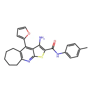 3-amino-4-(furan-2-yl)-N-(p-tolyl)-6,7,8,9-tetrahydro-5H-cyclohepta[b]thieno[3,2-e]pyridine-2-carboxamide structure
