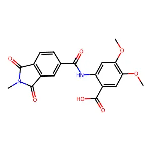 4,5-dimethoxy-2-(2-methyl-1,3-dioxoisoindoline-5-carboxamido)benzoic acid structure