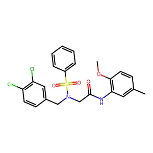 2-[benzenesulfonyl-[(3,4-dichlorophenyl)methyl]amino]-N-(2-methoxy-5-methylphenyl)acetamide structure