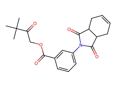 3,3-dimethyl-2-oxobutyl 3-(1,3-dioxo-1,3,3a,4,7,7a-hexahydro-2H-isoindol-2-yl)benzoate structure