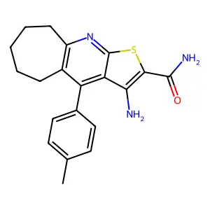3-amino-4-(p-tolyl)-6,7,8,9-tetrahydro-5H-cyclohepta[b]thieno[3,2-e]pyridine-2-carboxamide structure