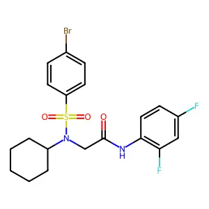 2-[(4-bromophenyl)sulfonyl-cyclohexylamino]-N-(2,4-difluorophenyl)acetamide structure
