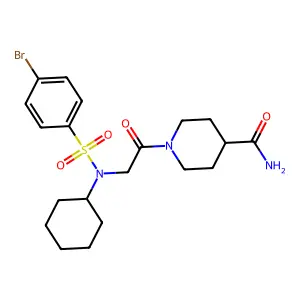 1-{N-[(4-bromophenyl)sulfonyl]-N-cyclohexylglycyl}piperidine-4-carboxamide structure