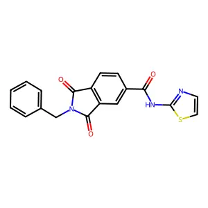 2-benzyl-1,3-dioxo-N-(1,3-thiazol-2-yl)-2,3-dihydro-1H-isoindole-5-carboxamide structure