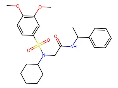 2-[cyclohexyl-(3,4-dimethoxyphenyl)sulfonylamino]-N-(1-phenylethyl)acetamide structure