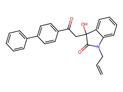 3-Hydroxy-3-[2-oxo-2-(4-phenylphenyl)ethyl]-1-prop-2-enylindol-2-one structure