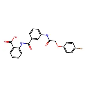 2-{[(3-{[(4-Bromophenoxy)acetyl]amino}phenyl)carbonyl]amino}benzoic acid structure