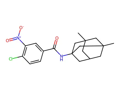4-chloro-N-(3,5-dimethyl-1-adamantyl)-3-nitrobenzamide structure