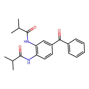N-[4-benzoyl-2-(2-methylpropanoylamino)phenyl]-2-methylpropanamide structure