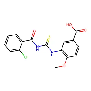 3-({[(2-Chlorophenyl)carbonyl]carbamothioyl}amino)-4-methoxybenzoic acid structure