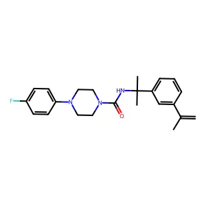 4-(4-fluorophenyl)-N-[2-(3-prop-1-en-2-ylphenyl)propan-2-yl]piperazine-1-carboxamide structure