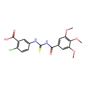 2-Chloro-5-({[(3,4,5-trimethoxybenzoyl)amino]carbonothioyl}amino)benzoic acid structure