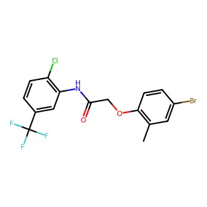 2-(4-bromo-2-methylphenoxy)-N-[2-chloro-5-(trifluoromethyl)phenyl]acetamide structure