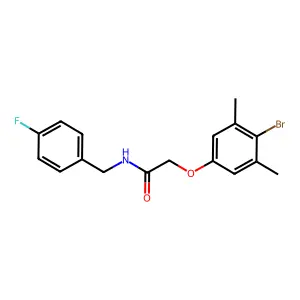 2-(4-bromo-3,5-dimethylphenoxy)-N-(4-fluorobenzyl)acetamide structure