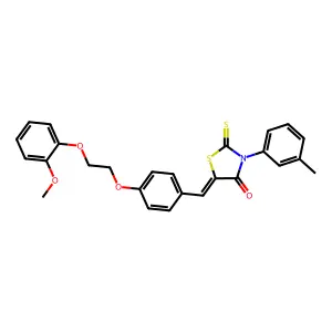 (5Z)-5-[[4-[2-(2-methoxyphenoxy)ethoxy]phenyl]methylidene]-3-(3-methylphenyl)-2-sulfanylidene-1,3-thiazolidin-4-one structure