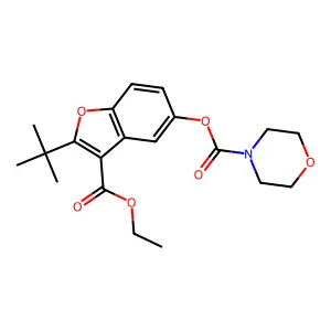 2-Tert-butyl-3-(ethoxycarbonyl)-1-benzofuran-5-yl morpholine-4-carboxylate structure