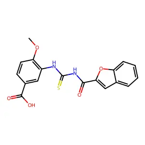 3-{[(1-Benzofuran-2-ylcarbonyl)carbamothioyl]amino}-4-methoxybenzoic acid structure