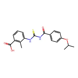 3-(3-(4-isopropoxybenzoyl)thioureido)-2-methylbenzoic acid structure