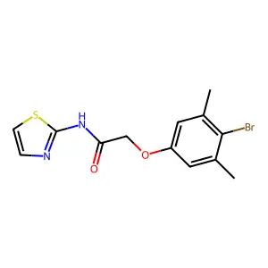 2-(4-bromo-3,5-dimethylphenoxy)-N-(1,3-thiazol-2-yl)acetamide structure