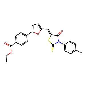 ethyl 4-(5-{(Z)-[3-(4-methylphenyl)-4-oxo-2-thioxo-1,3-thiazolidin-5-ylidene]methyl}furan-2-yl)benzoate structure