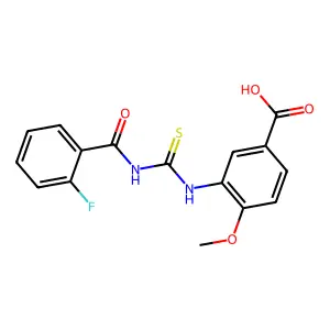 3-({[(2-Fluorophenyl)carbonyl]carbamothioyl}amino)-4-methoxybenzoic acid structure