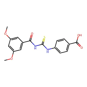 4-({[(3,5-Dimethoxyphenyl)carbonyl]carbamothioyl}amino)benzoic acid structure