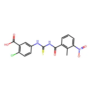 2-Chloro-5-[[[(2-methyl-3-nitrobenzoyl)amino]thioxomethyl]amino]-benzoic acid structure