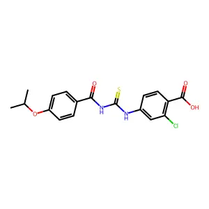 2-chloro-4-(3-(4-isopropoxybenzoyl)thioureido)benzoic acid structure