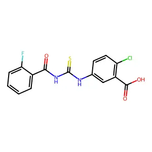 2-Chloro-5-({[(2-fluorophenyl)carbonyl]carbamothioyl}amino)benzoic acid structure