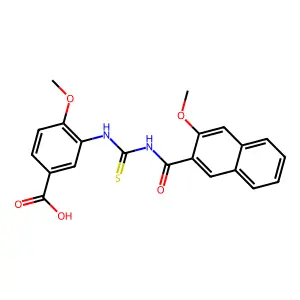 4-methoxy-3-(3-(3-methoxy-2-naphthoyl)thioureido)benzoic acid structure