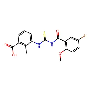 3-({[(5-Bromo-2-methoxyphenyl)carbonyl]carbamothioyl}amino)-2-methylbenzoic acid structure