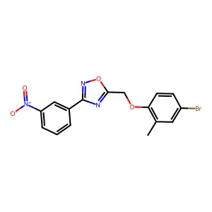 5-[(4-Bromo-2-methylphenoxy)methyl]-3-(3-nitrophenyl)-1,2,4-oxadiazole structure