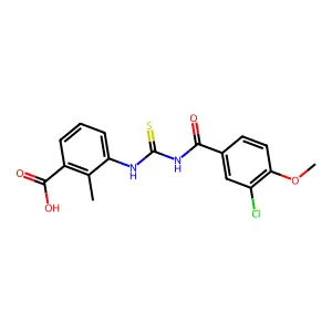 benzoicacid,3-[[[amino]thioxomethyl]amino]-2-methyl structure